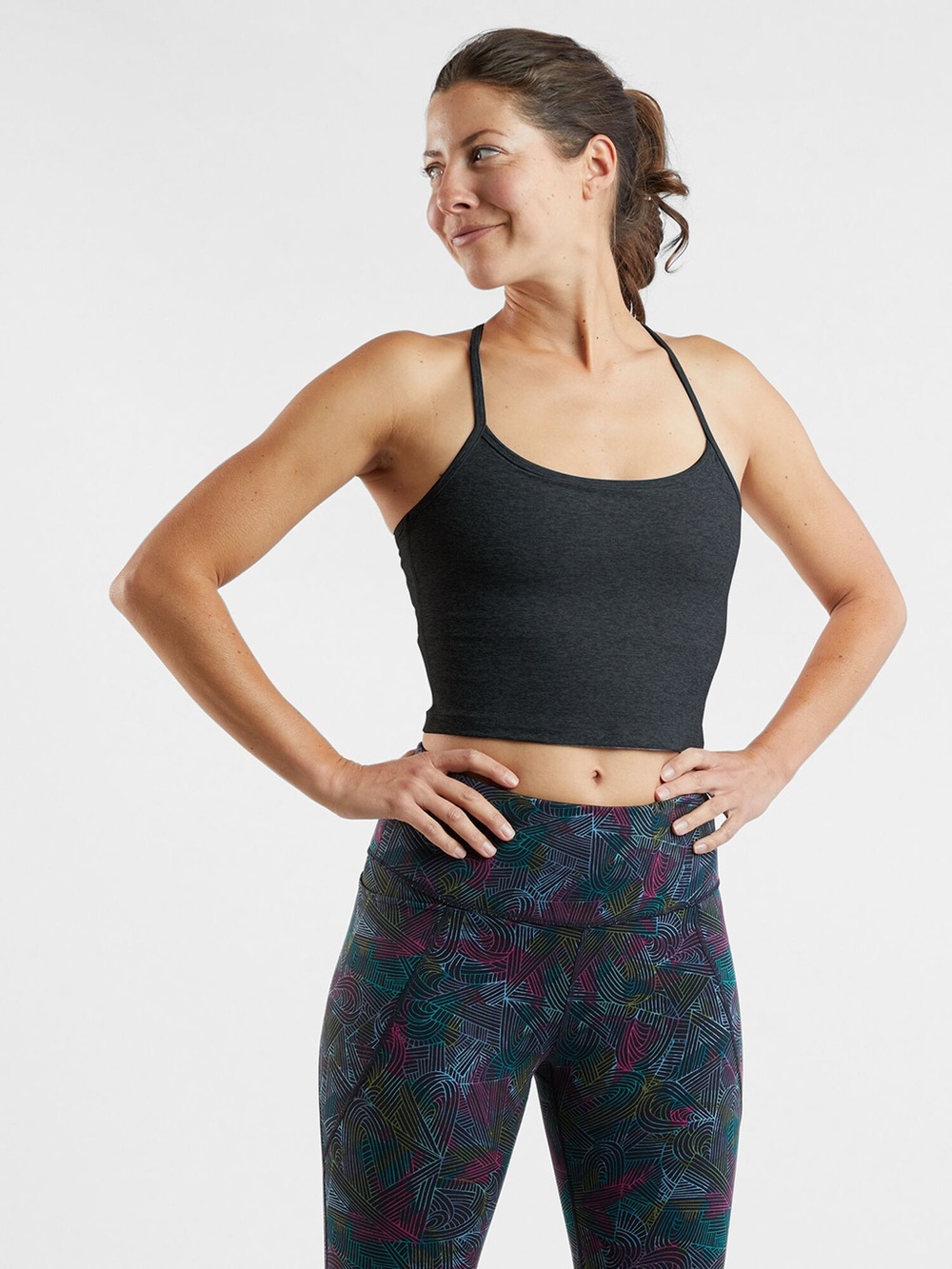 Beyond Yoga Spacedye Cropped Cami Bra Top in Darkest Night Size XS